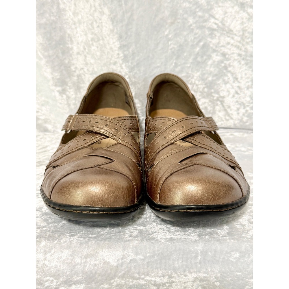 Clarks Collection Ashland Bronze Metallic Leather Mary Jane Shoes Womens 8.5 W - Picture 3 of 8